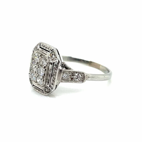 Bague 51.5 Art déco - Bague en or blanc et diamants 58 Facettes