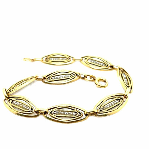 Bracelet Bracelet ancien filigrané en or jaune 18 ct et perles fines 58 Facettes