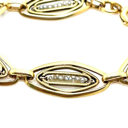 Bracelet Bracelet ancien filigrané en or jaune 18 ct et perles fines 58 Facettes