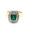 Bague 55 Bague entourage en or jaune et blanc, émeraude et diamants 58 Facettes