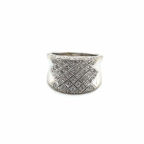 Bague 54.5 Bague bandeau en or blanc et diamants 58 Facettes