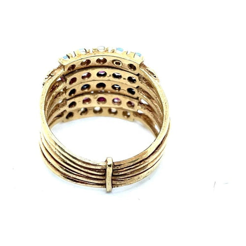 Bague 56 Bague de harem ancienne en or jaune 14 ct rubis saphirs opales 58 Facettes