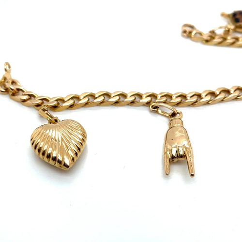 Bracelet Bracelet à charms ancien en or jaune 18 ct 58 Facettes