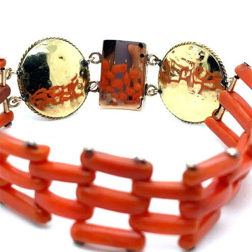 Bracelet Bracelet à 2 camées en or jaune et corail XIXe siècle 58 Facettes