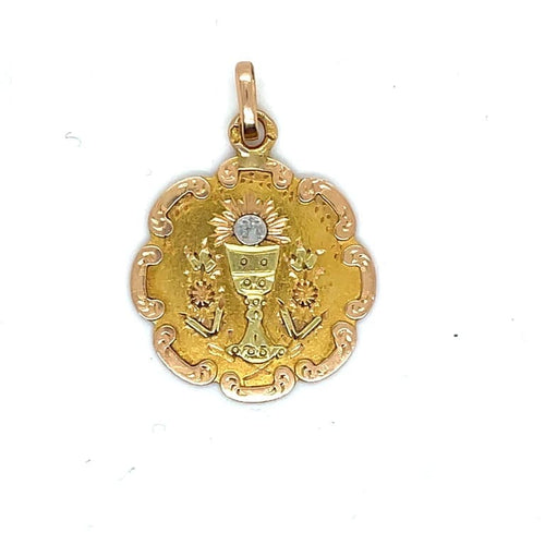 Pendentif Médaille ancienne - Pendentif calice en or 3 ors 18 carats 58 Facettes
