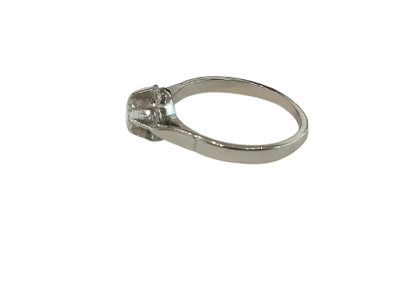 Bague 49 Bague solitaire ancienne en or blanc 18 ct et diamant 0,18 ct 58 Facettes