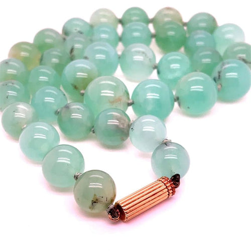 Collier Collier de perles de chrysoprase en or jaune 58 Facettes