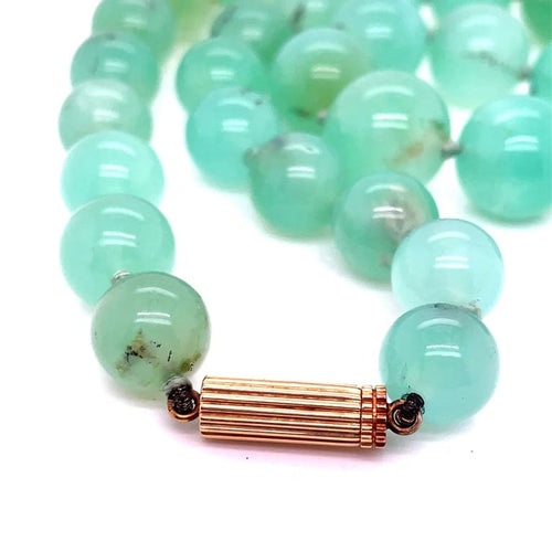 Collier Collier de perles de chrysoprase en or jaune 58 Facettes
