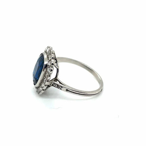 Bague 49 Art déco - Bague Pompadour en or blanc avec diamants 58 Facettes