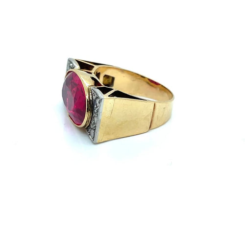 Bague 53 Bague tank en or rose et platine, saphir rose Verneuil et diamants 58 Facettes