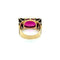 Bague 53 Bague tank en or rose et platine, saphir rose Verneuil et diamants 58 Facettes