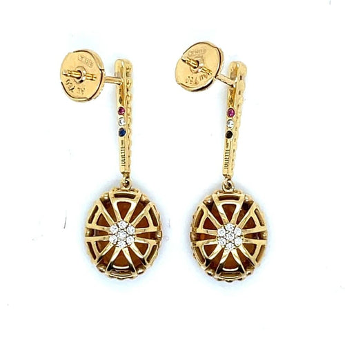Boucles d'oreilles Maison Juliette Paris - Boucles d’oreilles dormeuses en or jaune, citrines et diamants 58 Facettes