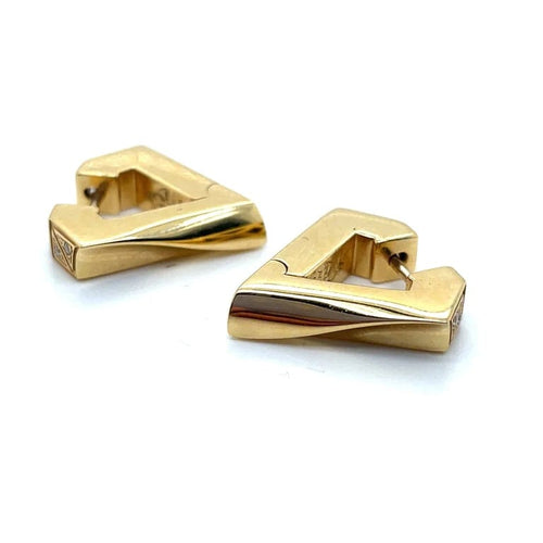 Boucles d'oreilles Dries Criel Brute Flux - Boucles d’oreilles triangle en or jaune 18K et diamants 58 Facettes