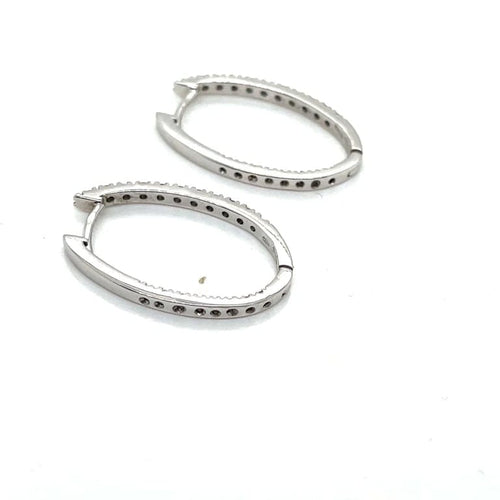 Boucles d'oreilles Créoles ovales - Boucles d’oreilles en or blanc 18 ct et diamants 58 Facettes