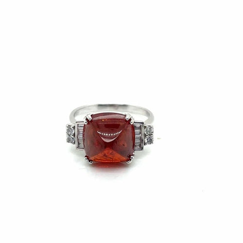 Bague 53 Bague Art déco en or blanc 18 ct avec grenat spessartite et diamants 58 Facettes