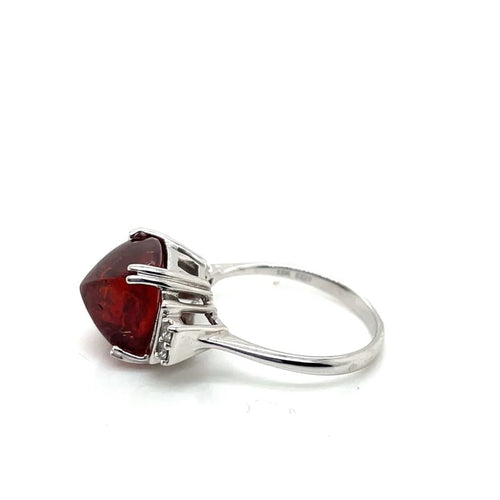 Bague 53 Bague Art déco en or blanc 18 ct avec grenat spessartite et diamants 58 Facettes