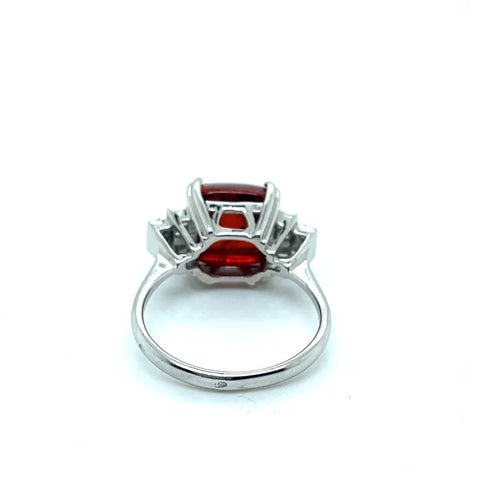 Bague 53 Bague Art déco en or blanc 18 ct avec grenat spessartite et diamants 58 Facettes