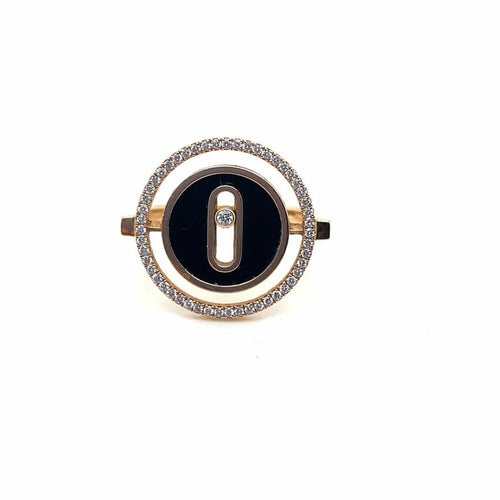 Bague 52 Messika Lucky Move - Bague en or rose avec onyx et diamants 58 Facettes