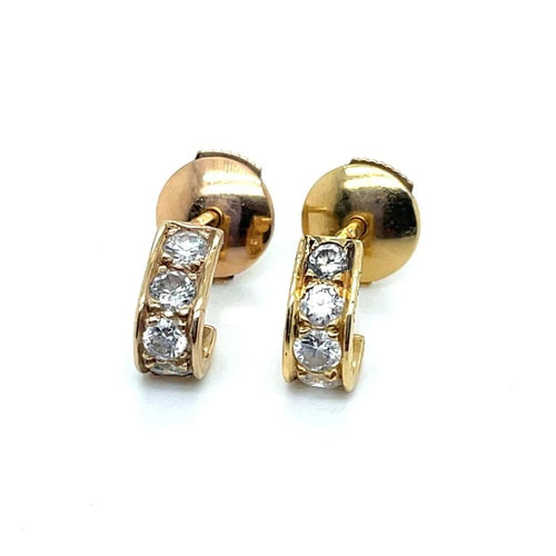 Boucles d'oreilles Van Cleef & Arpels - Boucles d’oreilles demi-créoles en or jaune et diamants 58 Facettes