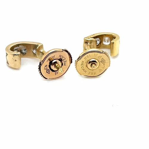 Boucles d'oreilles Van Cleef & Arpels - Boucles d’oreilles demi-créoles en or jaune et diamants 58 Facettes