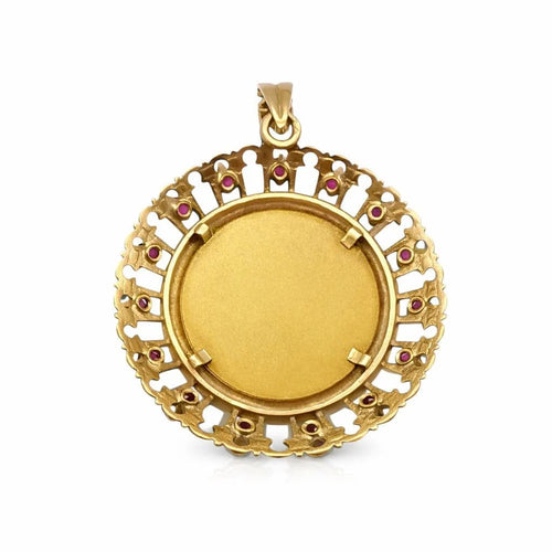 Pendentif Augis - Médaille d’amour en or jaune 18 carats, rubis et diamants 58 Facettes