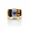 Bague 55 Bague tank en or jaune 18 carats, saphir et diamants 58 Facettes