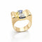 Bague 55 Bague tank en or jaune 18 carats, saphir et diamants 58 Facettes