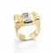 Bague 55 Bague tank en or jaune 18 carats, saphir et diamants 58 Facettes
