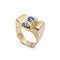 Bague 55 Bague tank en or jaune 18 carats, saphir et diamants 58 Facettes