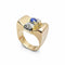 Bague 55 Bague tank en or jaune 18 carats, saphir et diamants 58 Facettes