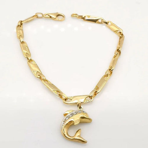 Bracelet Bracelet avec pendentif en or jaune 18 carats et diamants 58 Facettes