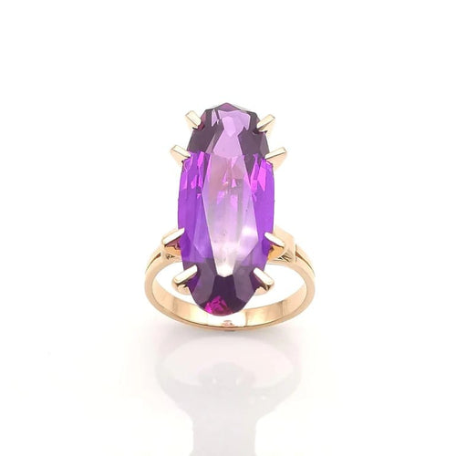 Bague 51 Bague années 50 en or rose 18 carats et améthyste 58 Facettes