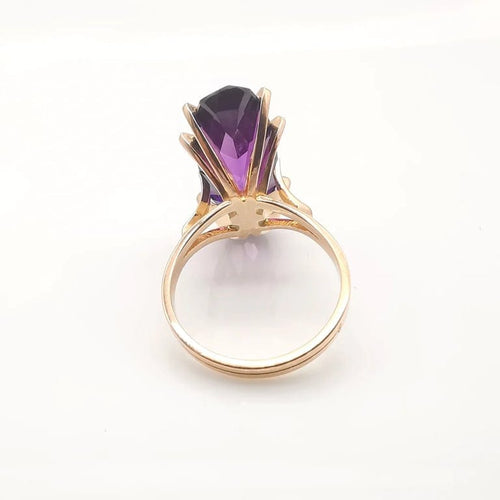 Bague 51 Bague années 50 en or rose 18 carats et améthyste 58 Facettes