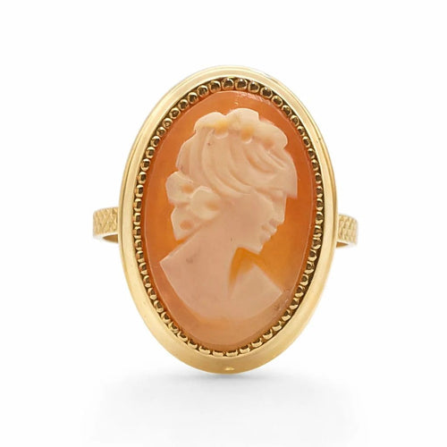 Bague 53 Bague camée coquille en or rose 18 carats 58 Facettes
