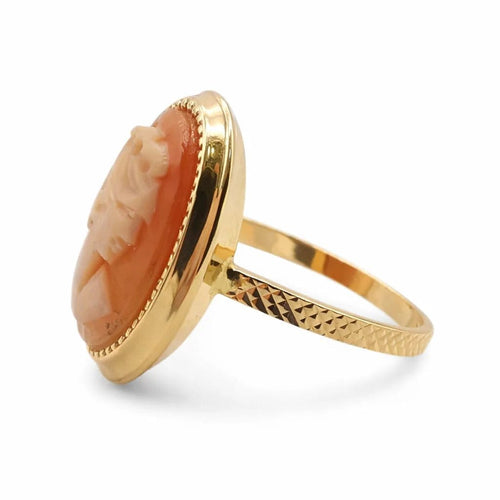 Bague 53 Bague camée coquille en or rose 18 carats 58 Facettes