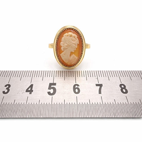 Bague 53 Bague camée coquille en or rose 18 carats 58 Facettes