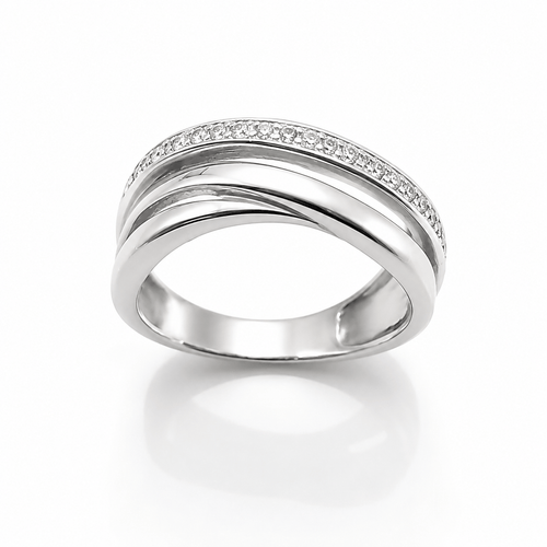 Bague 49 Bague en or blanc 18 carats sertie de 14 diamants 58 Facettes
