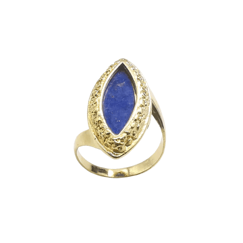 Bague 54 Bague en or jaune 18 carats au lapis-lazuli taille marquise 58 Facettes