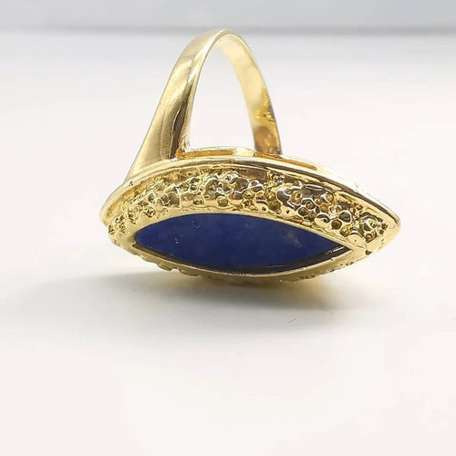 Bague 54 Bague en or jaune 18 carats au lapis-lazuli taille marquise 58 Facettes