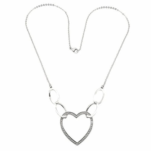 Collier Collier maille forçat cœur en or blanc 18 carats et diamants 58 Facettes