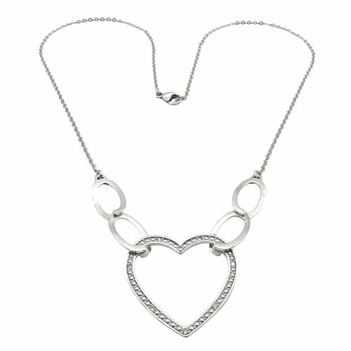 Collier Collier maille forçat cœur en or blanc 18 carats et diamants 58 Facettes