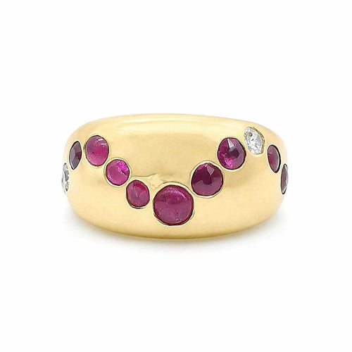 Bague 53 Bague en or jaune 18 carats rubis et diamants 58 Facettes