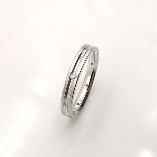 Bague 56 Alliance - Bague en or blanc 18 carats et diamants 58 Facettes