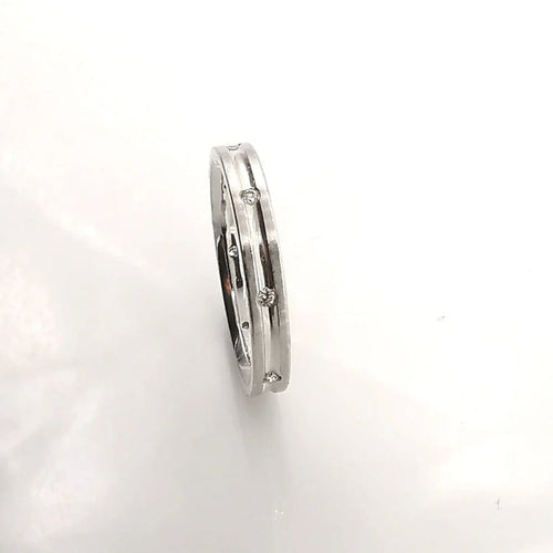 Bague 56 Alliance - Bague en or blanc 18 carats et diamants 58 Facettes