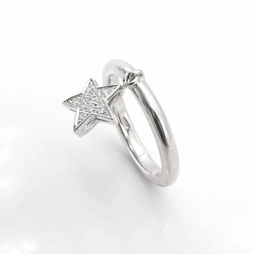 Bague 53 Bague en or blanc 18 carats avec diamants 58 Facettes