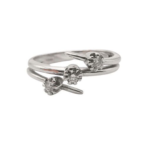 Bague 56 Bague en or blanc 18 carats sertie de 3 diamants 58 Facettes