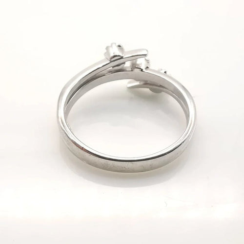 Bague 56 Bague en or blanc 18 carats sertie de 3 diamants 58 Facettes