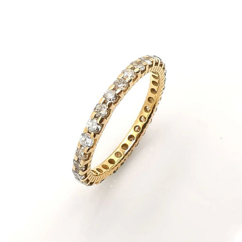 Bague 53 Alliance américaine - Bague en or jaune 18 carats et diamants 58 Facettes