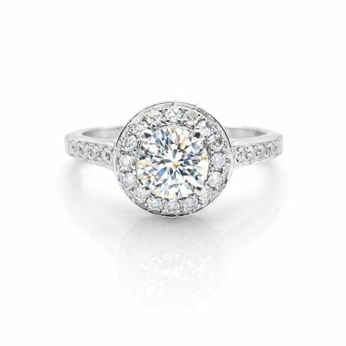 Bague 54.5 Bague solitaire en or blanc 18 carats et diamants 1,14 ct 58 Facettes