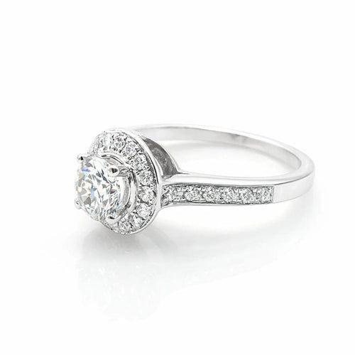 Bague 54.5 Bague solitaire en or blanc 18 carats et diamants 1,14 ct 58 Facettes